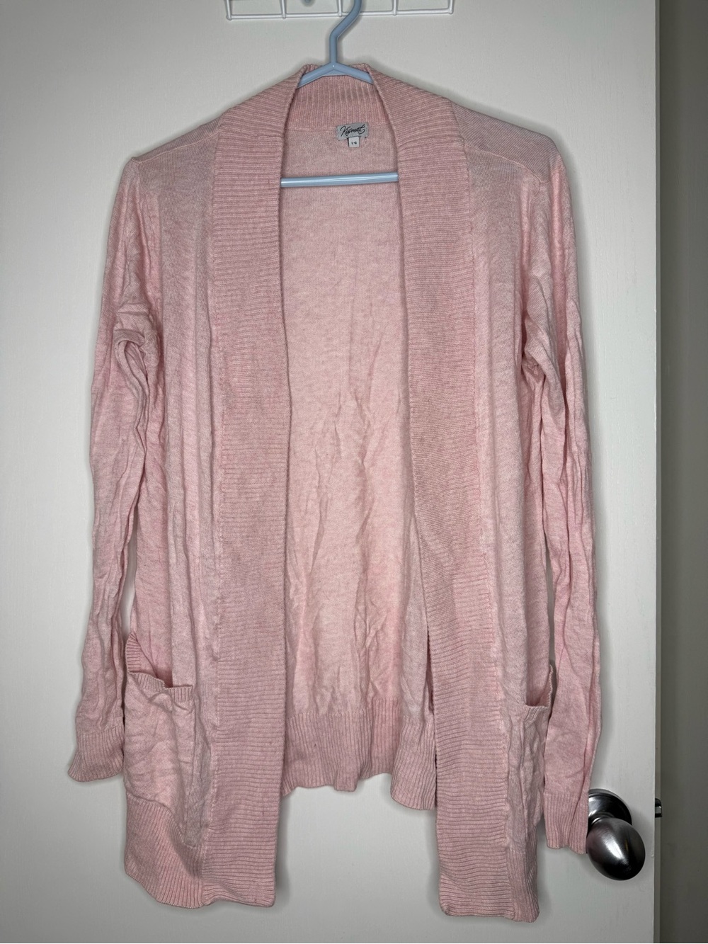 Kismet Light Pink Open-Front Women's Cardigan Sweater Large